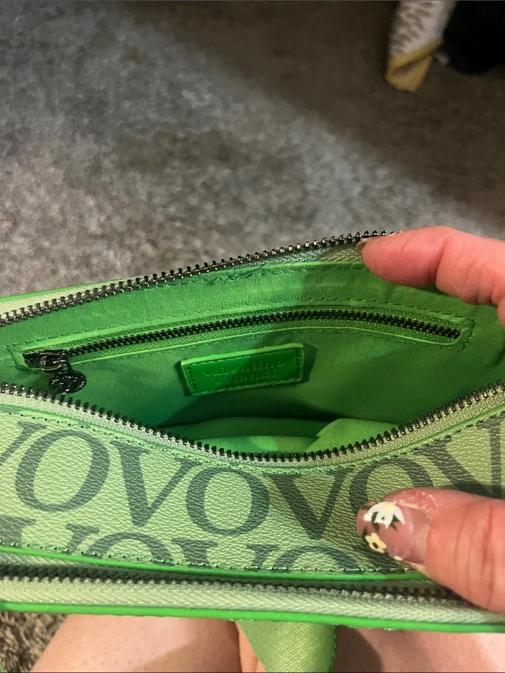 Valentino Orlandi Green Logo Canvas Crossbody Camera Bag